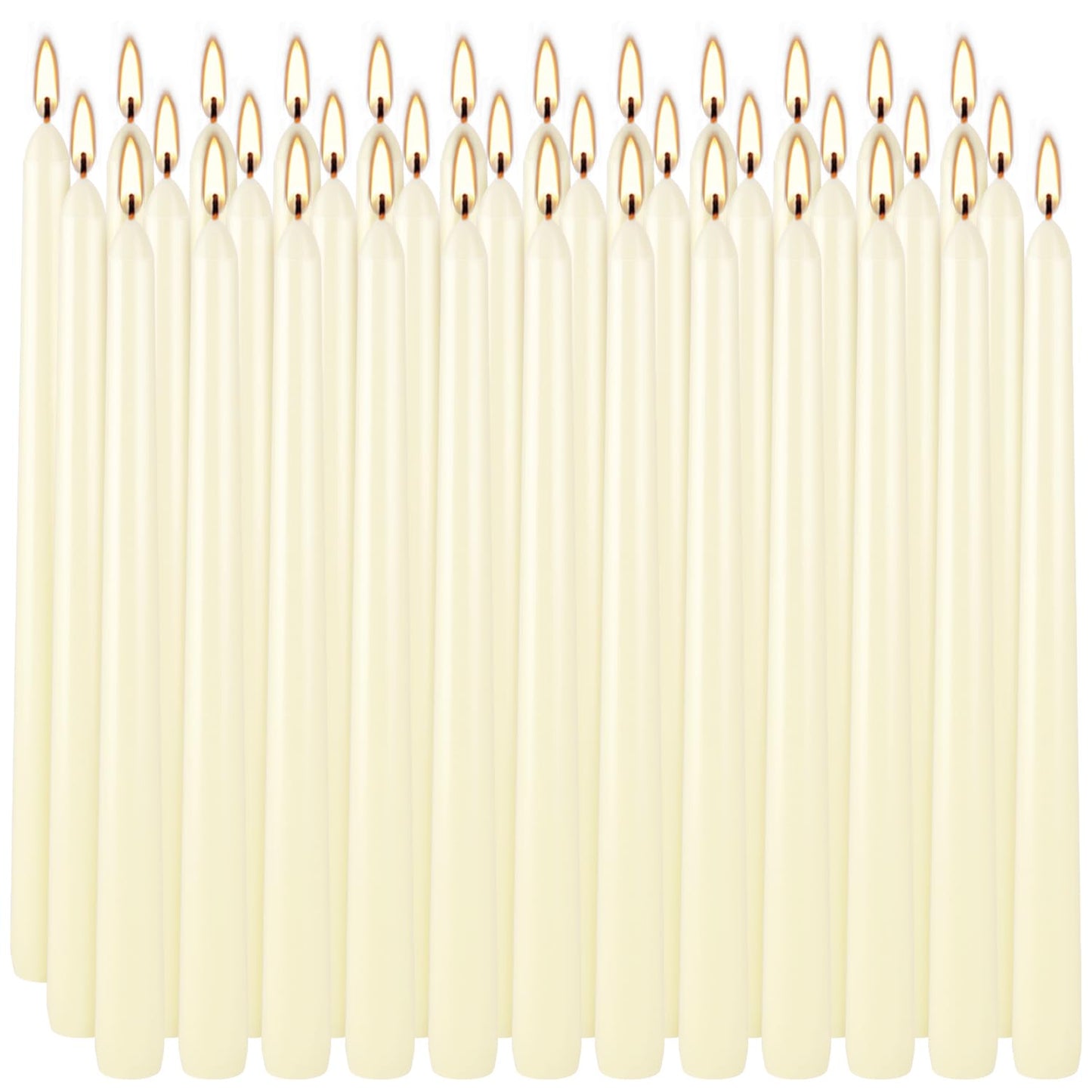 YOROXRG 36 Pack Ivory White Taper Candles, 7-8 Hours Burn Time, Unscented, Smokeless and Dripless, 0.8 x 10 Inch Dinner Candle Set for Household, Wedding, Party and Home Décor Candlesticks