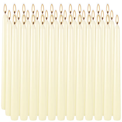 YOROXRG 36 Pack Ivory White Taper Candles, 7-8 Hours Burn Time, Unscented, Smokeless and Dripless, 0.8 x 10 Inch Dinner Candle Set for Household, Wedding, Party and Home Décor Candlesticks