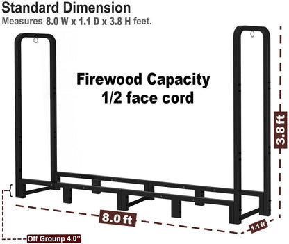 Artibear 8FT Firewood Rack Outdoor with Black Cover, bundle 28In Indoor Fireplace Log Holder with Carrier Bag