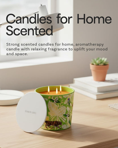 Verbena & Fig Leaf Scented Candle, 30oz Large 3 Wick Soy Candle, 100+ Hours Long Burning, Spa-Quality Aromatherapy for Home & Bathroom, Non-Toxic Luxury Candle Gifts for Housewarming