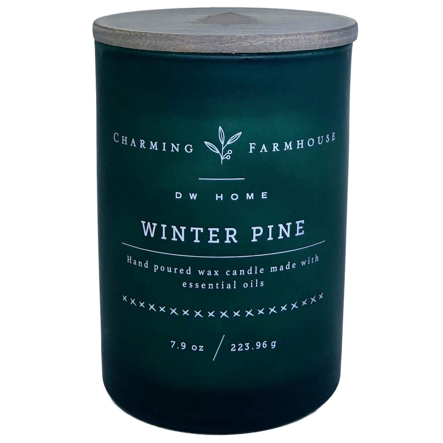 DW Home Charming Farmhouse Winter Pine Scented Candle Wooden Wick