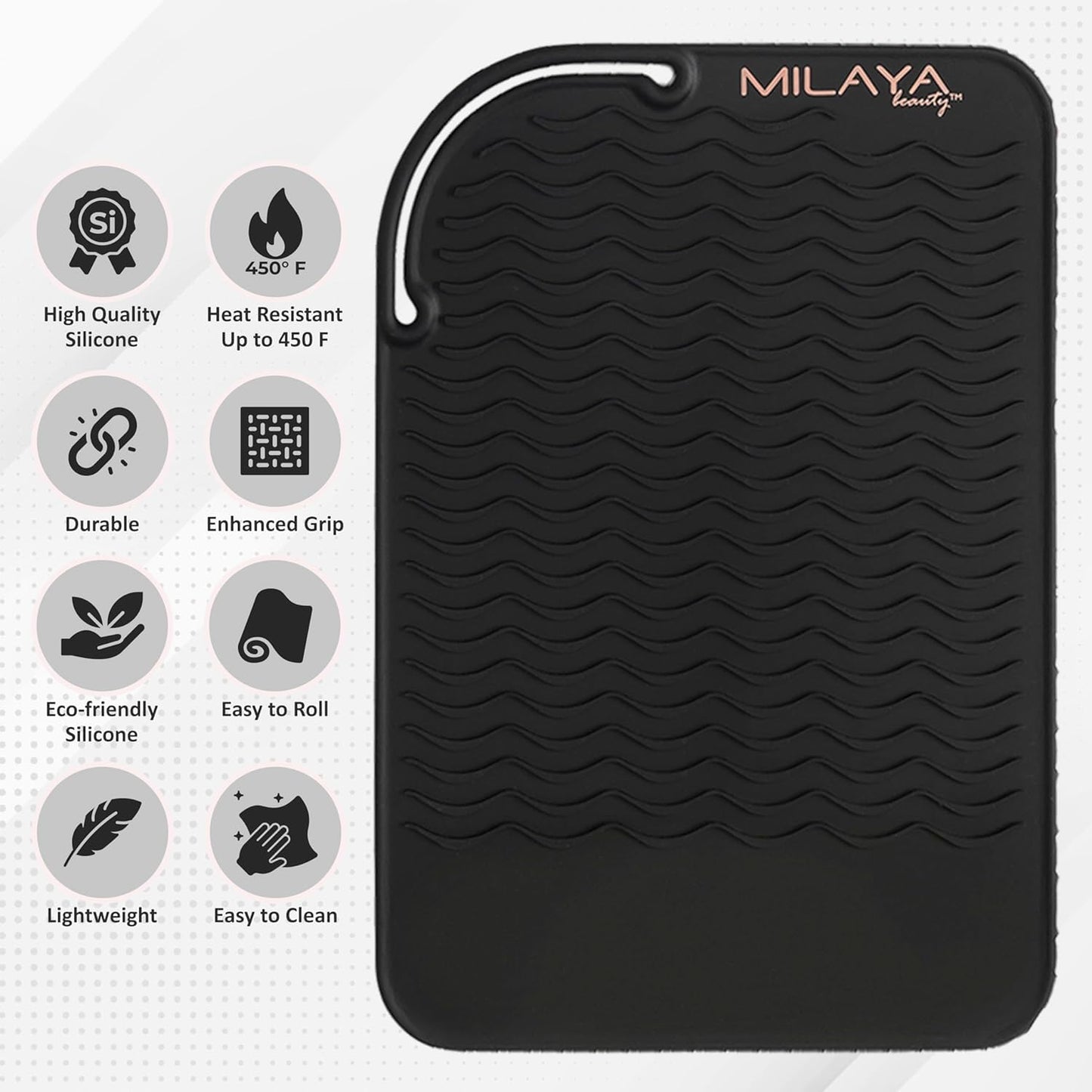 Heat Resistant Mat - Curling Iron Holder - Straightener pad - Flat Iron Holder - Silicone Mat for Hair Tools - Hot Tool Mat - Salon Tools - Hot Iron Holster - Vanity Mat - Vanity Accessories for Women