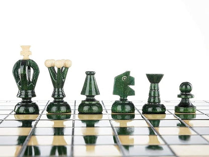 Chess and games shop Muba Beautiful Handcrafted Wooden Chess Set with Wooden Board and Handcrafted Chess Pieces - Gift idea Products (12.5'' (32 cm) Green)