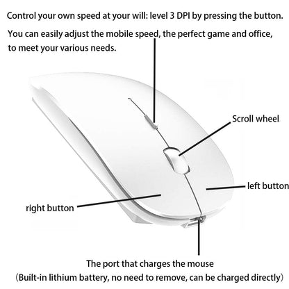 Bluetooth Wireless Mouse for Laptop mac MacBook ipad MacBook air MacBook pro pc Desktop Computer Windows Chromebook Notebook (Silver)