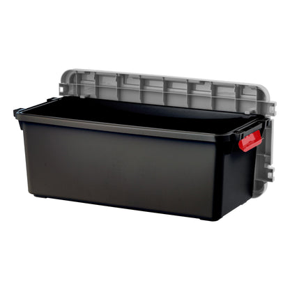 IRIS USA 2 Pack TrailBox, 15 Gallon Lockable Storage Trunk Box, Truck Bed Bin Heavy-Duty Containers Camping Gear, Adventure Chest - Dark Gray/Gray