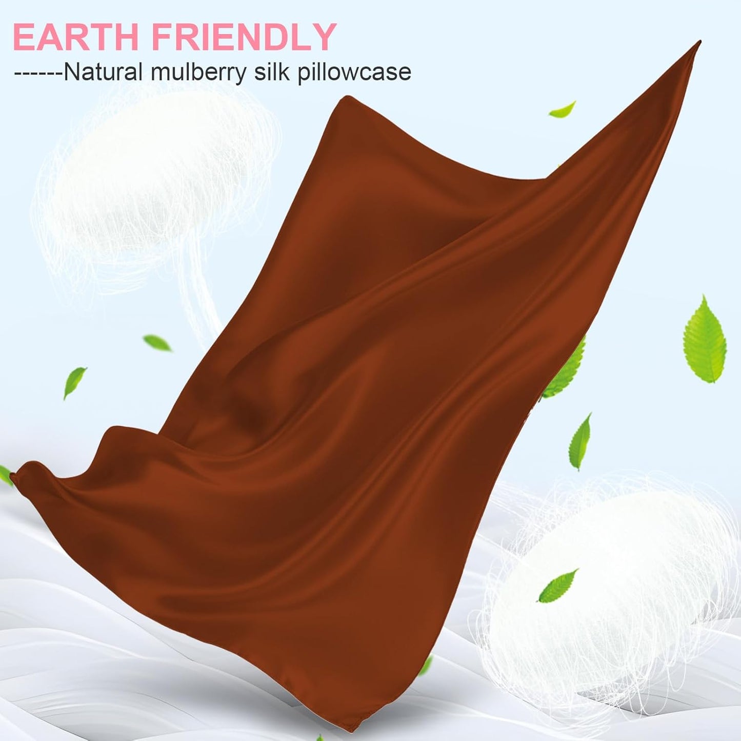 Skiennix Silk Pillowcases - 2 Pack King Size with Hidden Zipper | Mulberry Silk for Hair & Skin, Burnt Orange