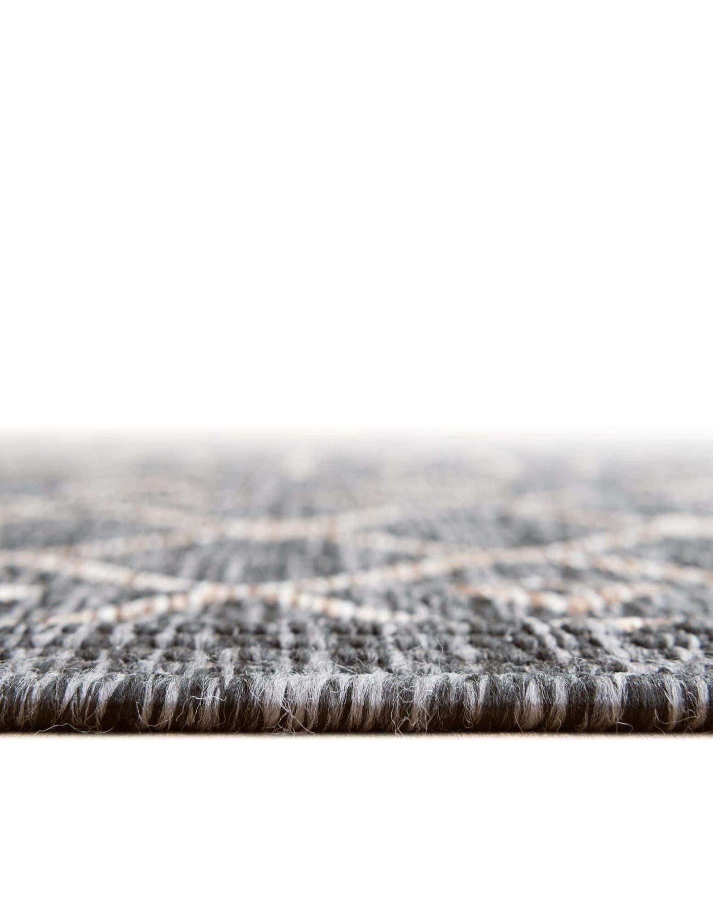 Unique Loom Outdoor Trellis Collection Area Rug - Tribal Trellis (13' Square, Charcoal Gray/ Natural)
