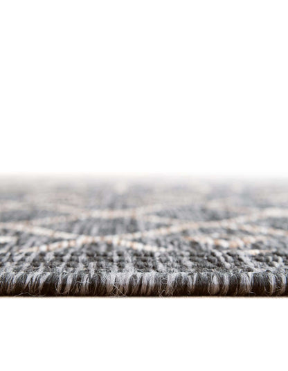 Unique Loom Outdoor Trellis Collection Area Rug - Tribal Trellis (13' Square, Charcoal Gray/ Natural)