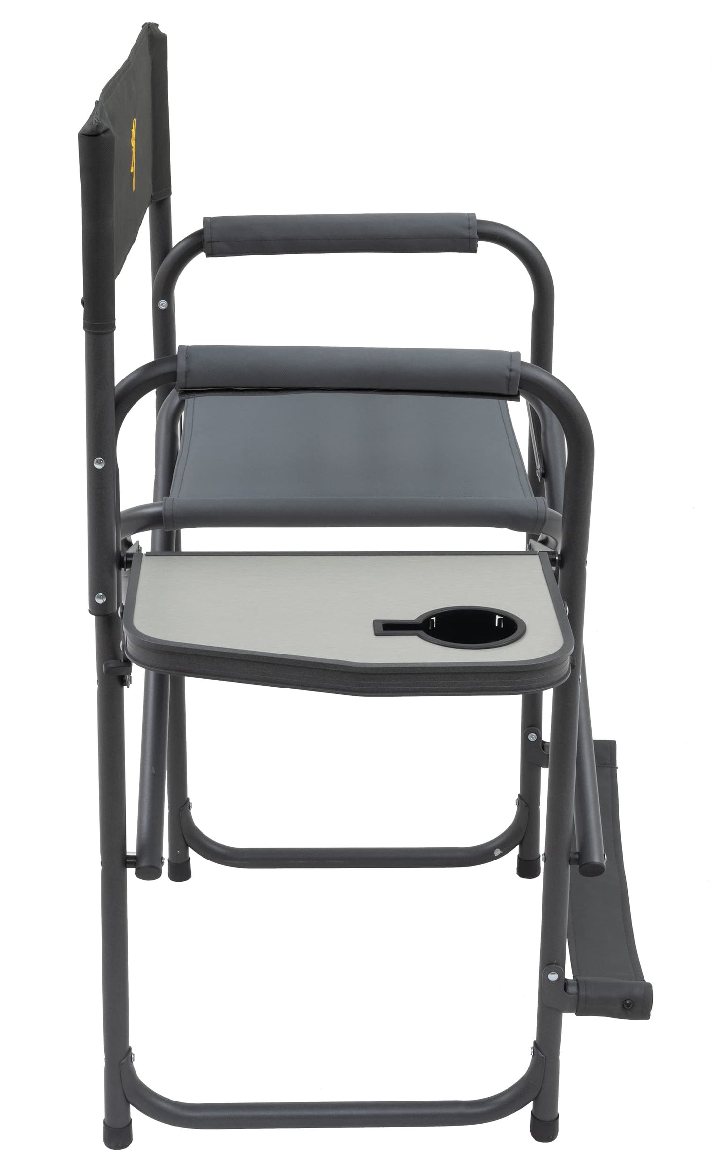 Browning Directors Chair - Outdoor Folding Chairs Made with Durable Fabric and Sturdy Aluminum/Steel Frame, with Extra Tall Seat and Flip-Down Footrest, Plus, Charcoal/Gray