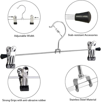 Northern Brothers Heavy-Duty Pants Hangers with Clips - Adjustable 20 Pack for Space-Saving Closet Organization