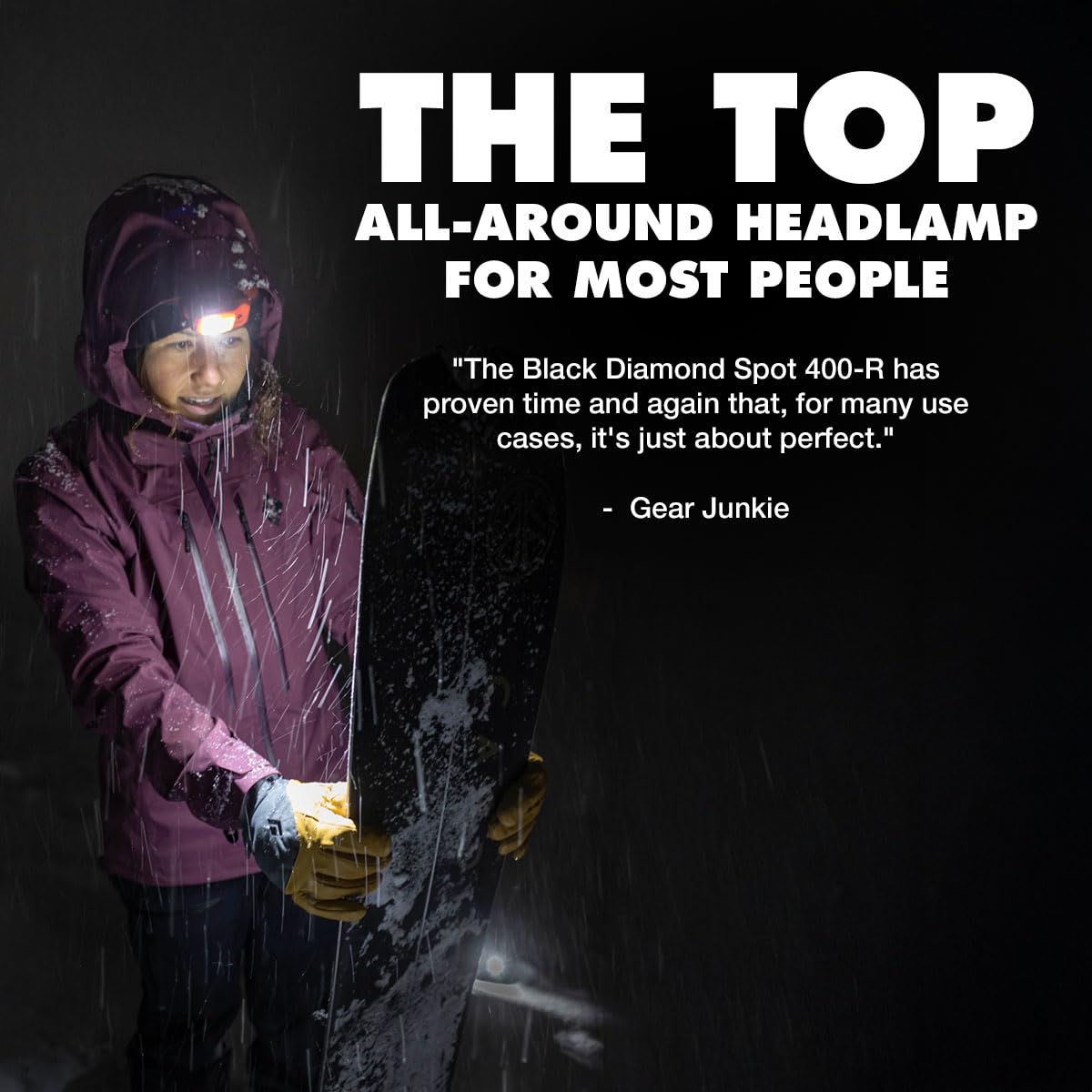 BLACK DIAMOND Spot 400-R Rechargeable Headlamp | 400 Lumens, Dimmable | Micro-USB Charging | Waterproof & Compact | Camping, Hiking, Running | Bordeaux