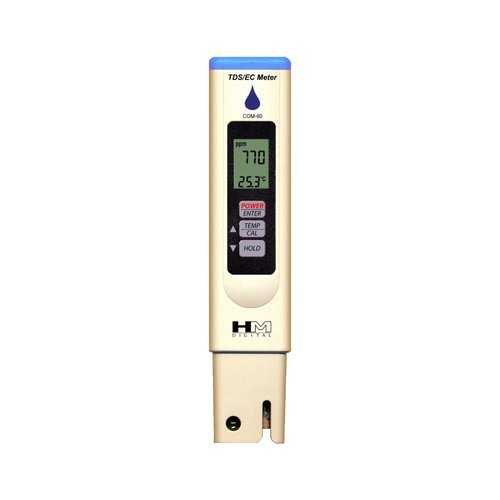 HM Digital COM-80 Electrical Conductivity (EC) and Total Dissolved Solids Hydro Tester, 0-5000 ppm TDS Range, 1 ppm Resolution, +/- 2% Readout Accuracy