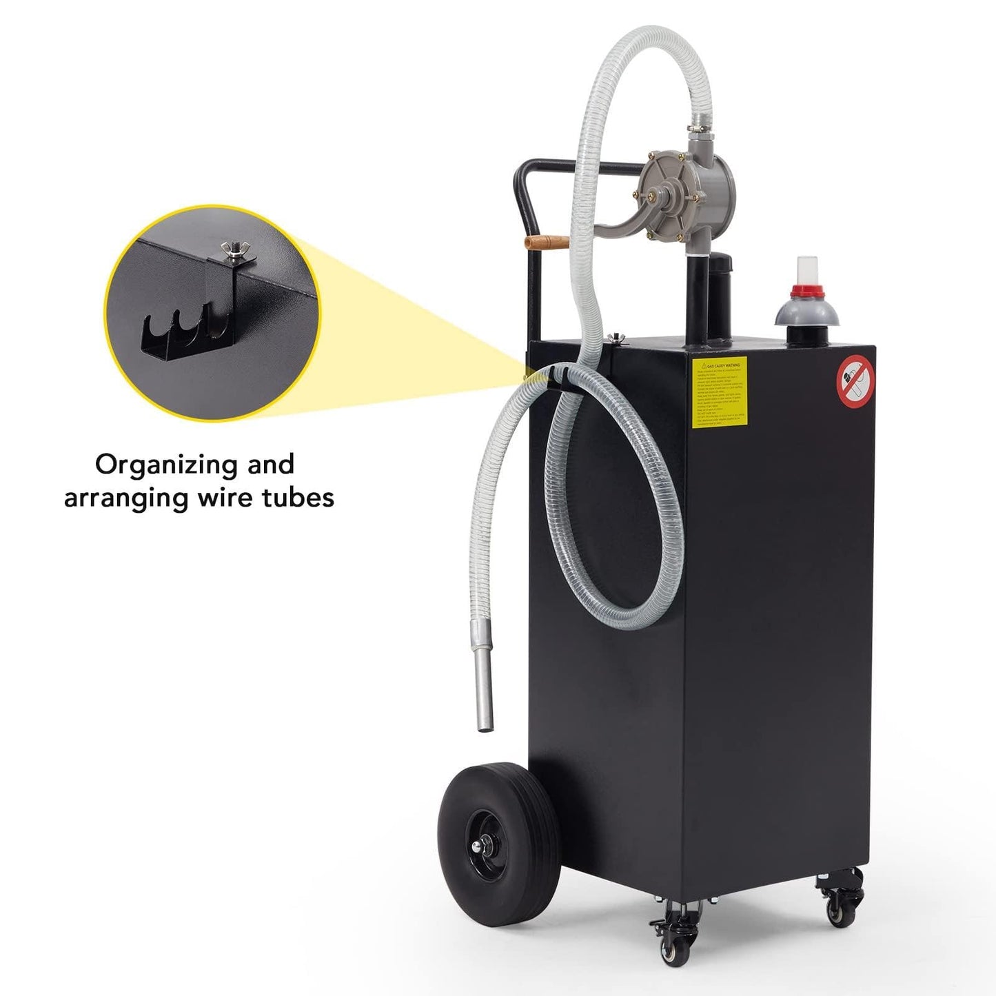 40 Gallon Fuel Caddy, Gas Storage Tank on 4 Wheels, Portable Gas Caddy with Manual Transfer Pump, Gasoline Diesel Fuel Container for Cars, Lawn Mowers, ATVs, Boats, Motorcycle (Black)