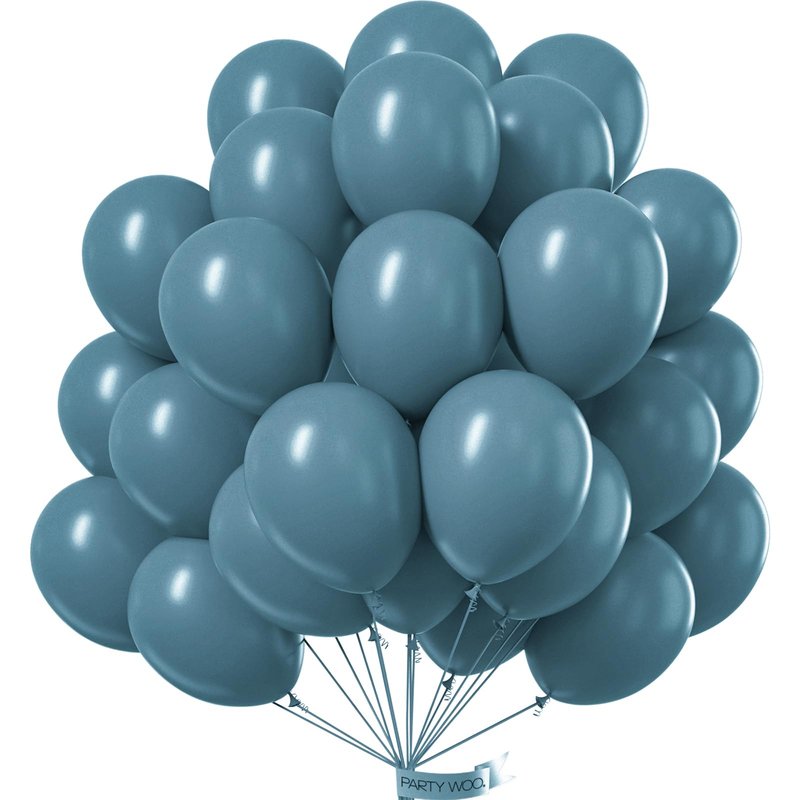PartyWoo Slate Blue Balloons 50pcs 12 Inch Navy Dusty Blue Boho Neutral Balloons for Wedding Anniversary Gender Reveal Baby Shower Graduation Jungle Ocean Birthday Party Decorations Blue-F36