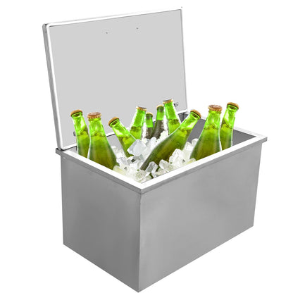 83QT Drop in Ice Chest, Stainless Steel Ice Cooler, Commercial Ice Bin with Cover, Outdoor Kitchen Ice Bar, Drain-Pipe and Drain Plug Included, for Cold Wine Beer