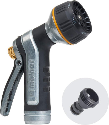 Melnor Metal Nozzle - Multi-Pattern Heavyweight with QuickConnect Adapter | Durable Rear Trigger