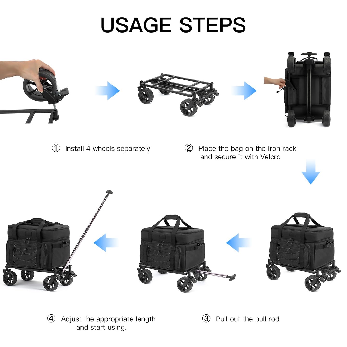 Extra Large Wheeled Portable Cooler Bag 85 Cans Double Deck Heavy Duty Rolling Insulated Cooler with All-Terrain Wheels Leakproof Tactical Soft Sided Cooler for Beach Camping Picnic Travel, Black