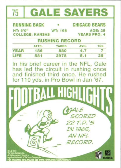 2010 Topps Anniversary Reprints #19 Gale Sayers - Football Card