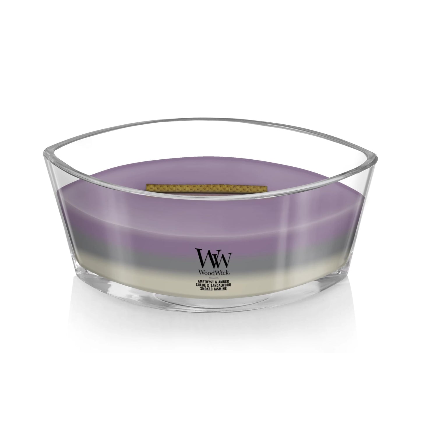 WoodWick Amethyst & Amber Gifts for Women and Men, 16 oz Ellipse Trilogy Candle with Crackling Wick