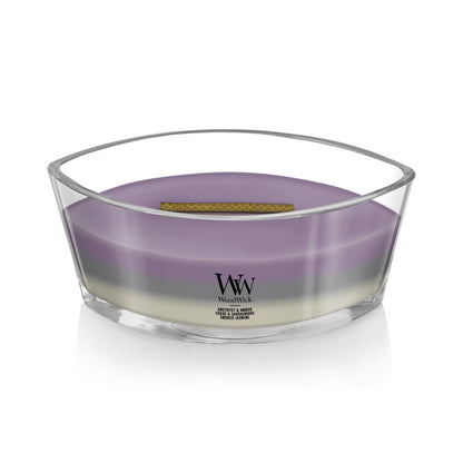 WoodWick Amethyst & Amber Gifts for Women and Men, 16 oz Ellipse Trilogy Candle with Crackling Wick