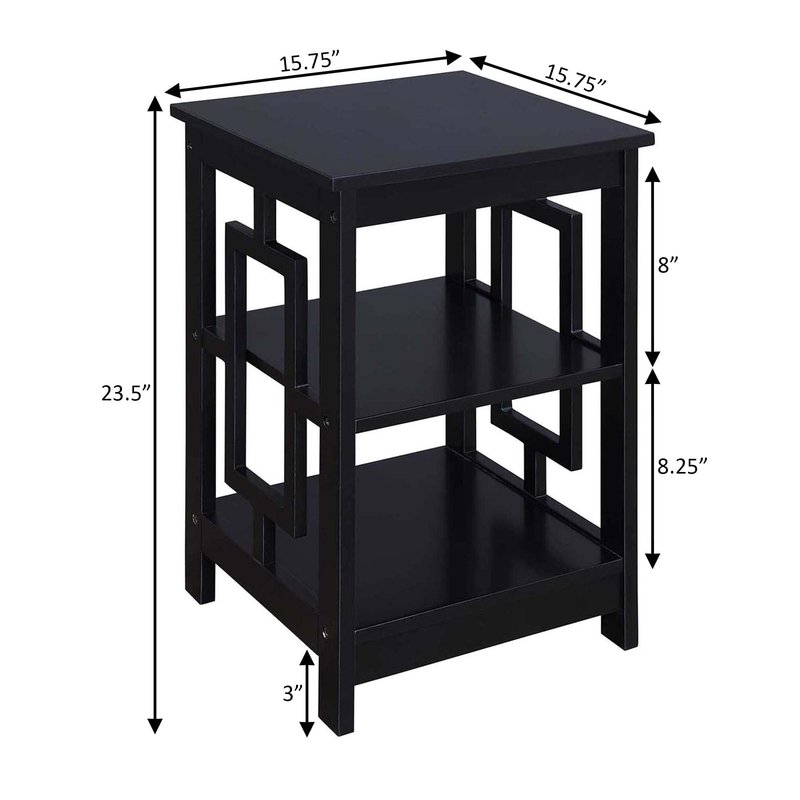 Convenience Concepts Town Square End Table with Shelves, Black