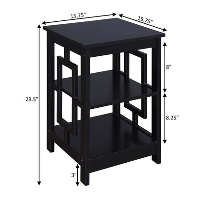 Convenience Concepts Town Square End Table with Shelves, Black