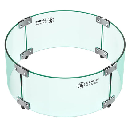 Skyflame 17" Round Fire Pit Glass Wind Guard, Clear Tempered Glass Flame Shield for Outdoor Propane/Natural Gas Fire Pit/Table