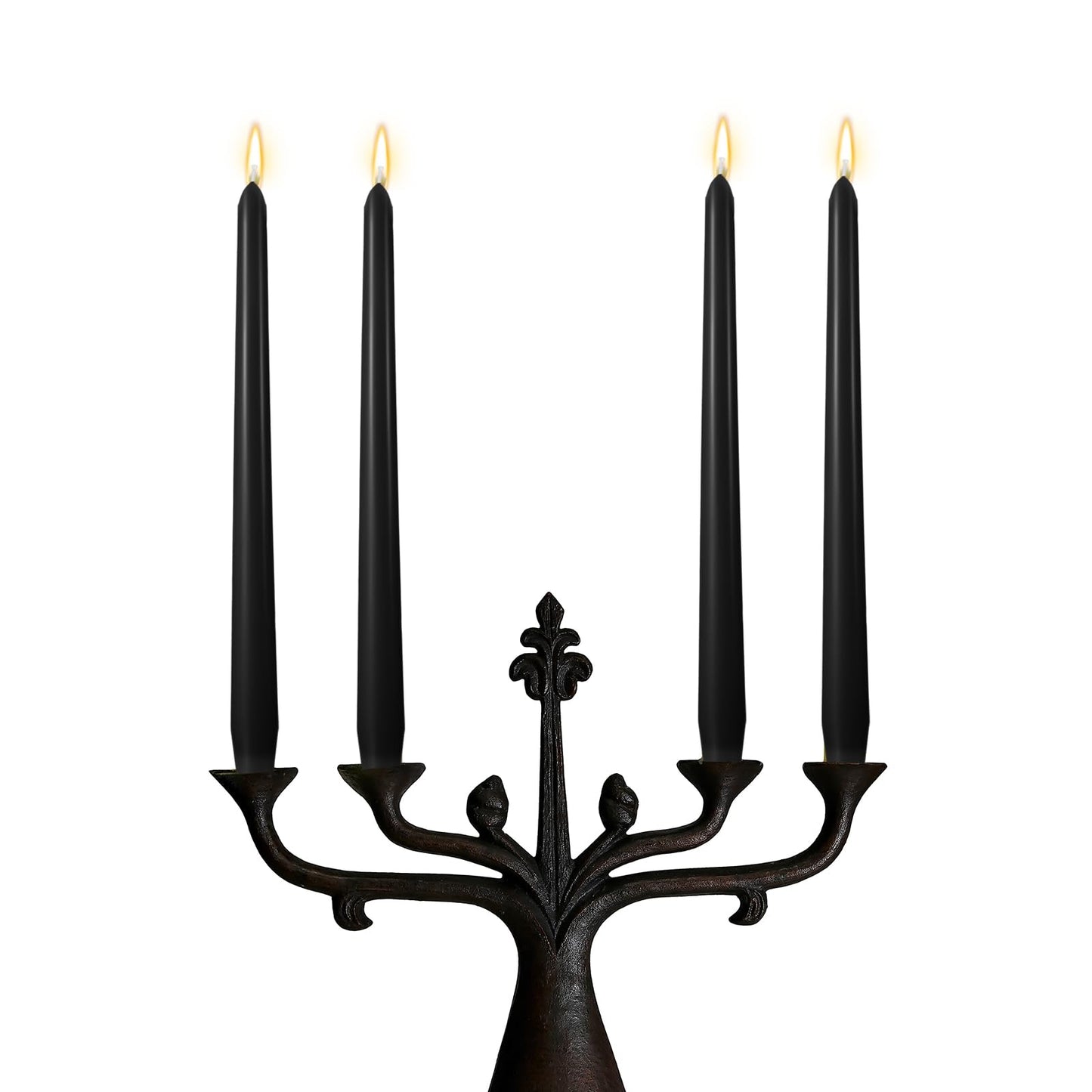 MTLEE 16 Pcs 10 Inch Long Tapered Candle Stick Bulk Smokeless Unscented Burning Candlestick Paraffin Wax with Cotton Wick for Valentine's Day Baby Shower Wedding Holiday Party Church (Black)