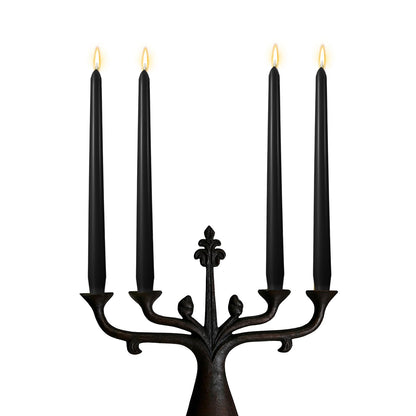 MTLEE 16 Pcs 10 Inch Long Tapered Candle Stick Bulk Smokeless Unscented Burning Candlestick Paraffin Wax with Cotton Wick for Valentine's Day Baby Shower Wedding Holiday Party Church (Black)
