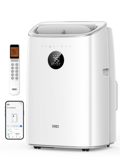 DREO Portable Air Conditioner 318S, 8000 BTU ASHRAE (5000 BTU DOE) Smart AC Unit for Bedroom with Drainage-free Cooling, Fan&Dehumidifier 3 in 1, APP/Voice/Remote, Quiet Standing AC for Room Indoors