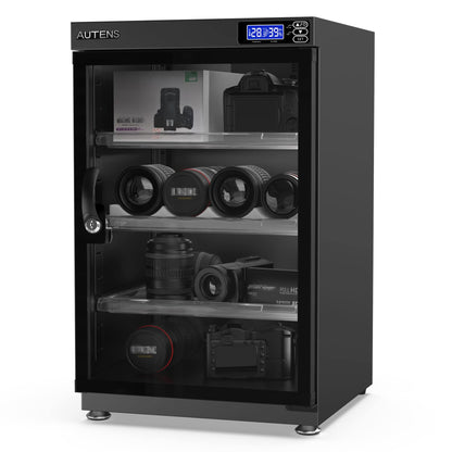 AUTENS 80L Dehumidifying Dry Cabinet Box, Digital Control Noiseless and Energy Saving, 4 Layers for DSLR SLR Camera Lens and Electronic Equipment Storage,Temperature Humidity LED Dual Screen
