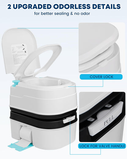Kohree 6.34 Gal Portable Toilet for Adults: Large Camping Toilet with Detachable Waste Tank - Odorless Leak-Proof Boat Porta Potty with Paper & Detergent Collection for Home Use, Camper, RV Travel