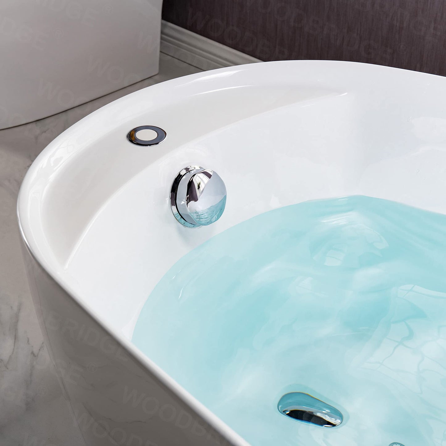 WOODBRIDGE 67" Acrylic Freestanding Bathtub Contemporary Soaking Chrome Overflow and Drain,White Air Bubble Tub