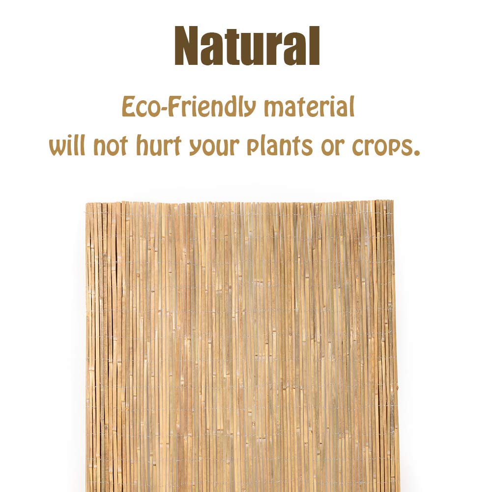 Mininfa Natural Bamboo Slat Screening, Eco-Friendly Privacy Slat Fence, Bamboo Screen Panel Roll for Balcony or as Wind and Sight Protection (2m x 4m)