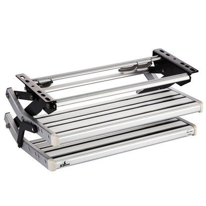 GEARFLAG Manual RV Double Step – Folding Aluminum Entry Step with Anti-Slip Surface, 440 lbs Capacity – for Camper, Trailer, Motorhome, Utility Trailer