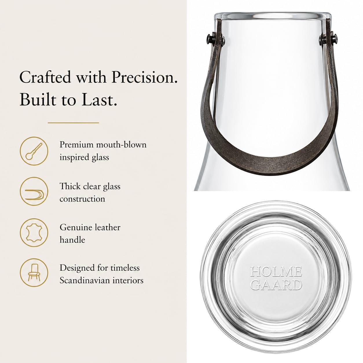 Holmegaard Design with Light Lantern, Clear, 11.4" H x 6.7" D, Designed by Maria Berntsen, Gift Box Included