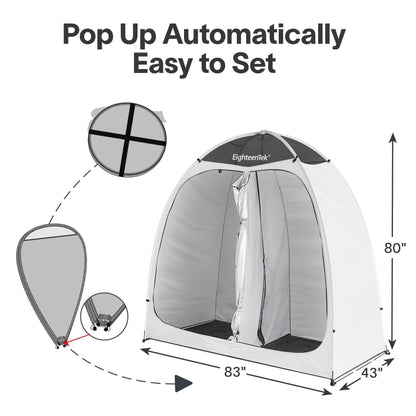 EighteenTek® Shower Tent Changing Room 2 Rooms Outdoor Pop Up Camping Portable Privacy Dressing Shelter 83"x43"x80"H