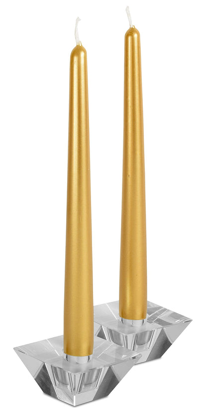 12 Pack Tall Taper Candles - 12 Inch Metallic Gold Dripless, Unscented Dinner Candle - Paraffin Wax with Cotton Wicks - 10 Hour Burn Time