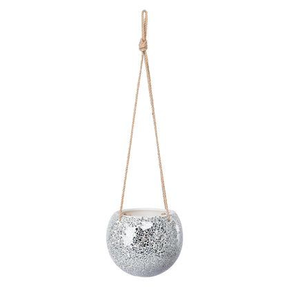 Chonsun Hanging Planter Mosaic Garden Pot Small Flower Pot for Indoor Plant Disco Ball Hanging Planter with Drainage Sliver