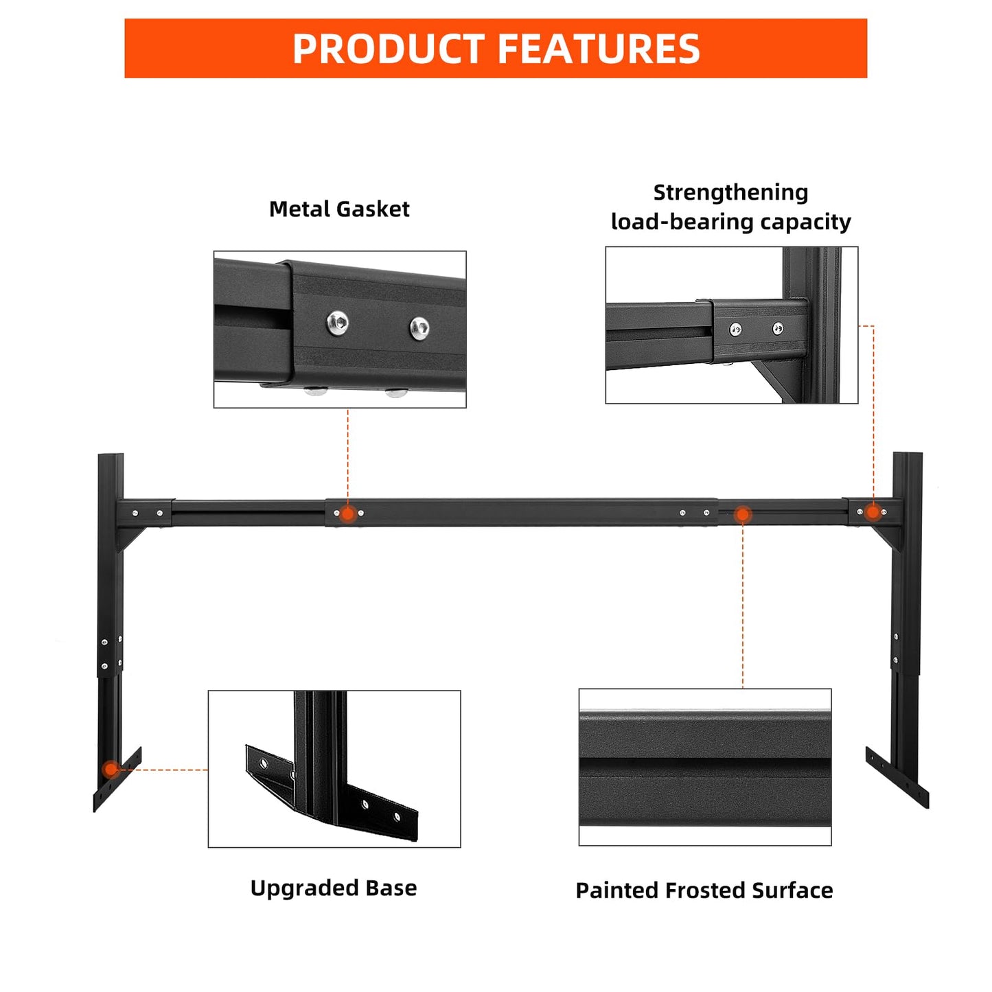 800 lbs Capacity Aluminum Trailer Ladder Rack,Cargo Box Truck Ladder Rack,Adjustable 6FT to 8.2FT Trailer Roof Ladder Rack with 2 Straps for Universal Enclosed Trailers and Open Trailers