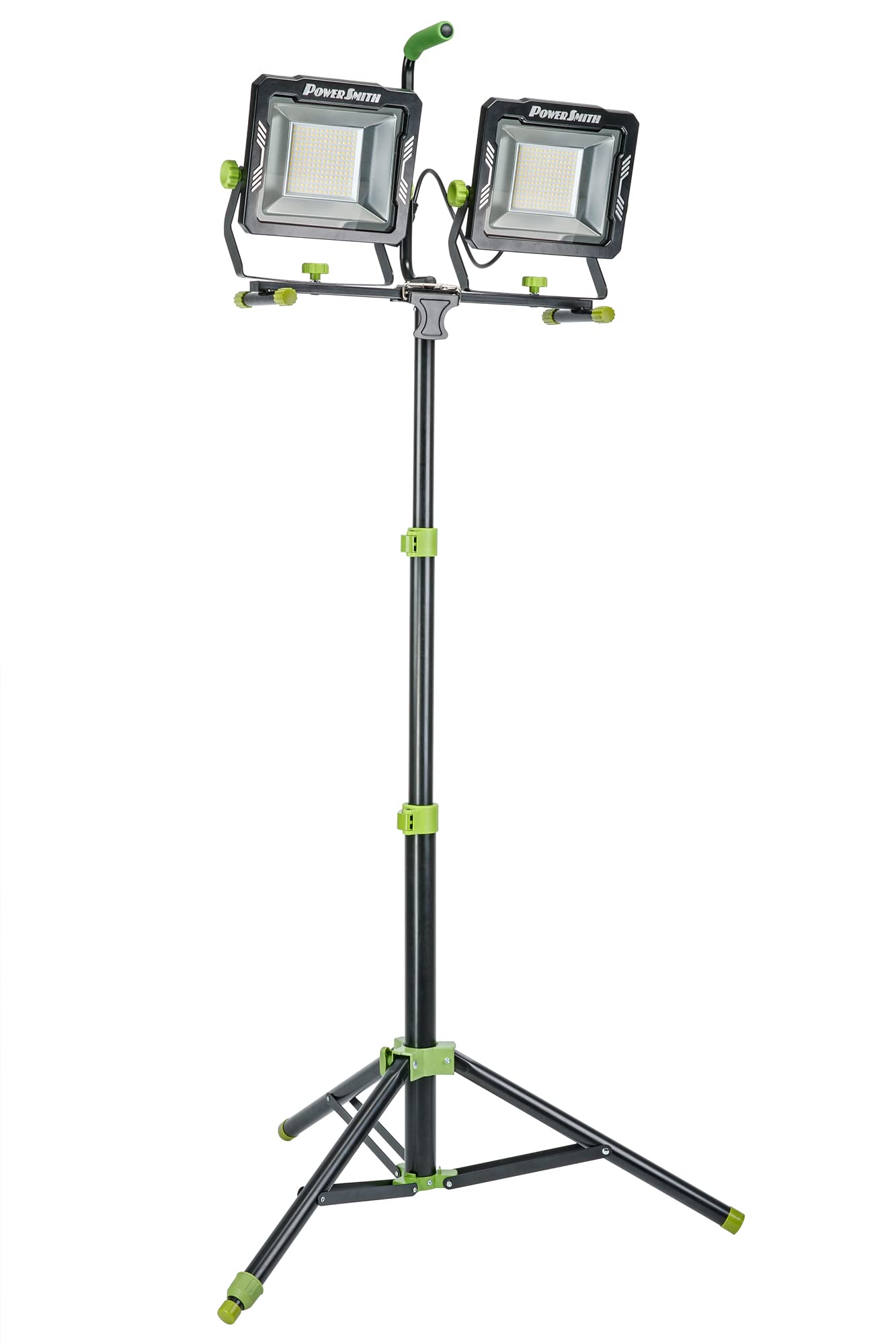 PowerSmith 30,000 Lumen Dual-Head LED Work Light with 80 in. Adjustable Metal Flip-Lock Tripod Stand and 10ft Grounded Power Cord