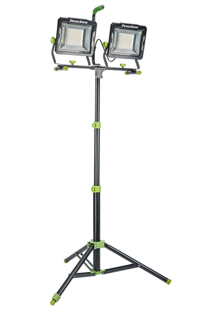 PowerSmith 30,000 Lumen Dual-Head LED Work Light with 80 in. Adjustable Metal Flip-Lock Tripod Stand and 10ft Grounded Power Cord