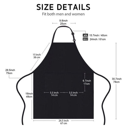 loteaf 4 Packs Chef Apron, Black Waterproof Apron, Adjustable Aprons with 2 Pockets for Men Women, Professional Aprons for Kitchen Cooking Gardening Painting Baking Restaurant (Black)
