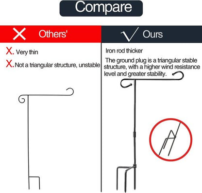 Garden Flag Holder Stand - Premium Weather-Proof Metal Flagpole with Clip | 3-Prong Base for Outdoor Decor