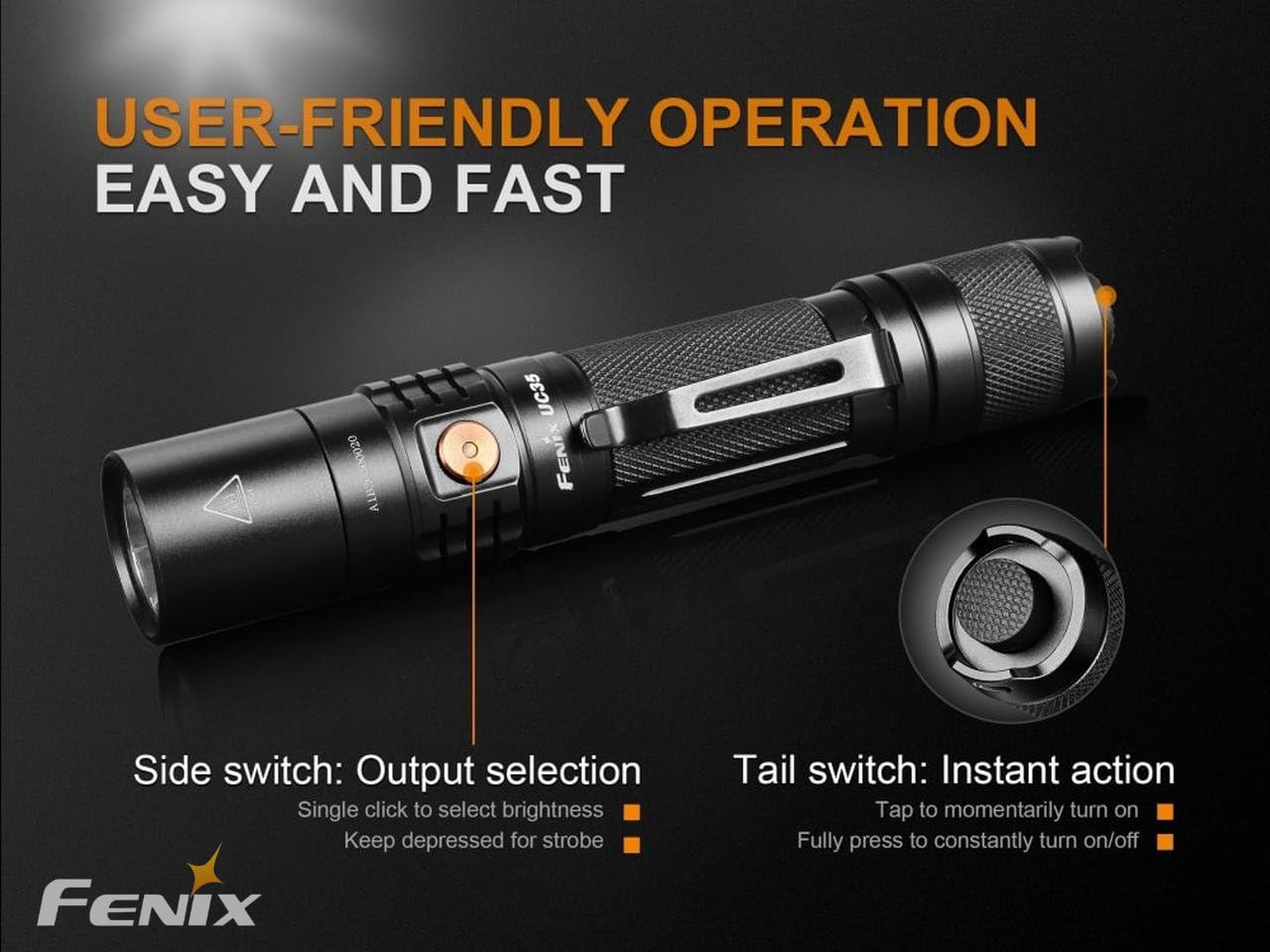 Lumintrail Fenix UC35 V2.0 Rechargeable Tactical Handheld LED Flashlight 1000 Lumens USB Wall Plug