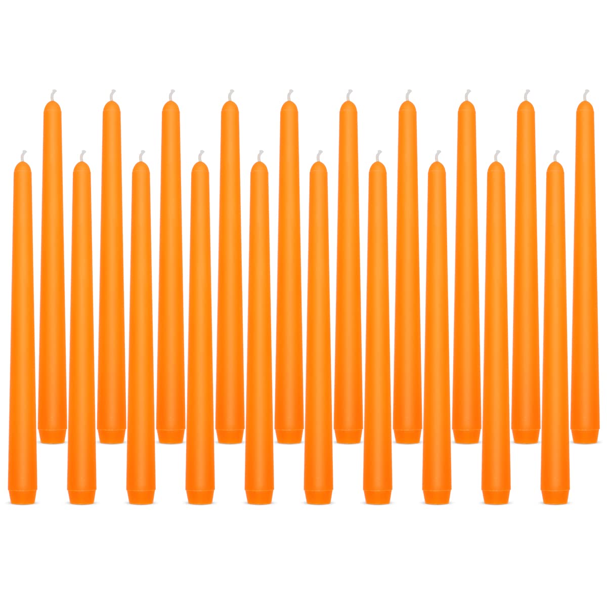 Unscented Orange Taper Candles, 10 Inch Dripless Fall Harvest Candlesticks for Dinner Table Wedding Party, Home, Holiday, Celebration, 8 Hour Burn Time, 20 Packs