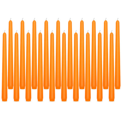 Unscented Orange Taper Candles, 10 Inch Dripless Fall Harvest Candlesticks for Dinner Table Wedding Party, Home, Holiday, Celebration, 8 Hour Burn Time, 20 Packs