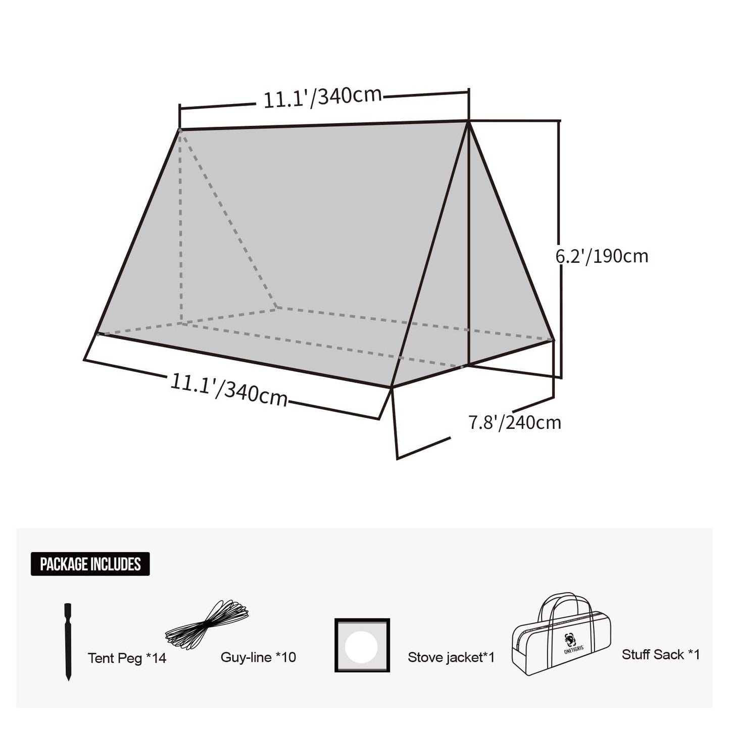OneTigris ROCDOMUS Hot Tent with Stove Jack, 3000mm Waterproof, Versatile Lightweight Hammock Tent for Camping, Hiking, Backpacking, Bushcraft, Car Trips