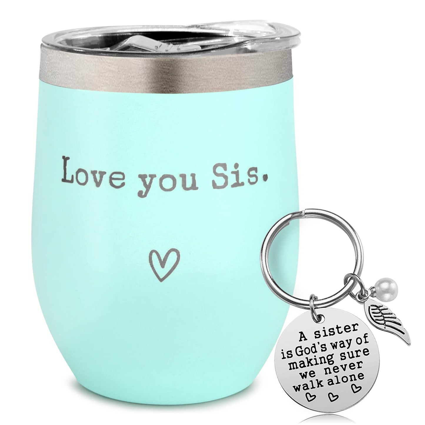 SHOW-YA Sisters Gifts from Sister - I Love You Sis-Christmas Gift Birthday Gift for Sister - Sisters Gifts - 12oz Coffee Tumbler for Besties, Girls(Mint)