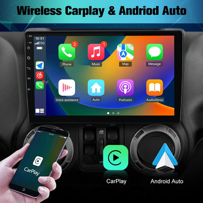 AWESAFE Car Stereo Radio for Jeep Wrangler JK Compass Grand Cherokee Dodge Ram 1500 with GPS FM Bluetooth CarPlay and Android Auto